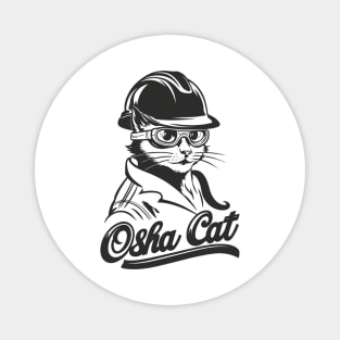 Osha Cat Construction Worker With Hard Hat Safety Funny Osha Rules Blue Collar With For Cute Cat Jokes Lovers Magnet